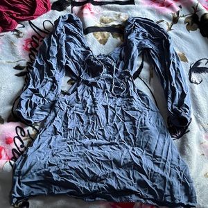 Forever 21 Blue Long Sleeve side Cute out dress size L